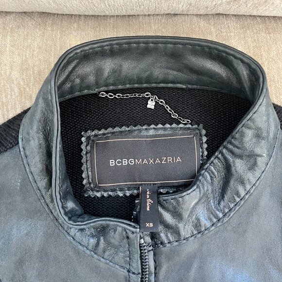 BCBG MaxAzria Leather Front + Sweater Back Jacket - Picture 4 of 5